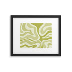Modern Retro Liquid Swirl Abstract in Light Lime Avocado Green Tones Framed Art Print Gallery Image 5
