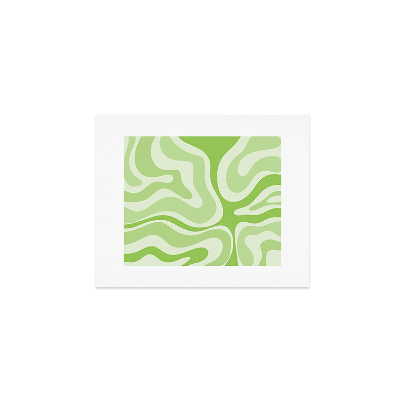 Modern Retro Liquid Swirl Abstract in Light Lime Green Art Print Gallery Image 1