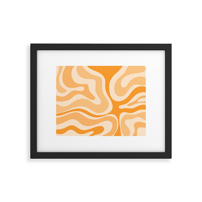 Modern Retro Liquid Swirl Abstract in Light Pumpkin Orange Framed Art Print Gallery Image 1