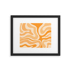 Modern Retro Liquid Swirl Abstract in Light Pumpkin Orange Framed Art Print Gallery Image 5