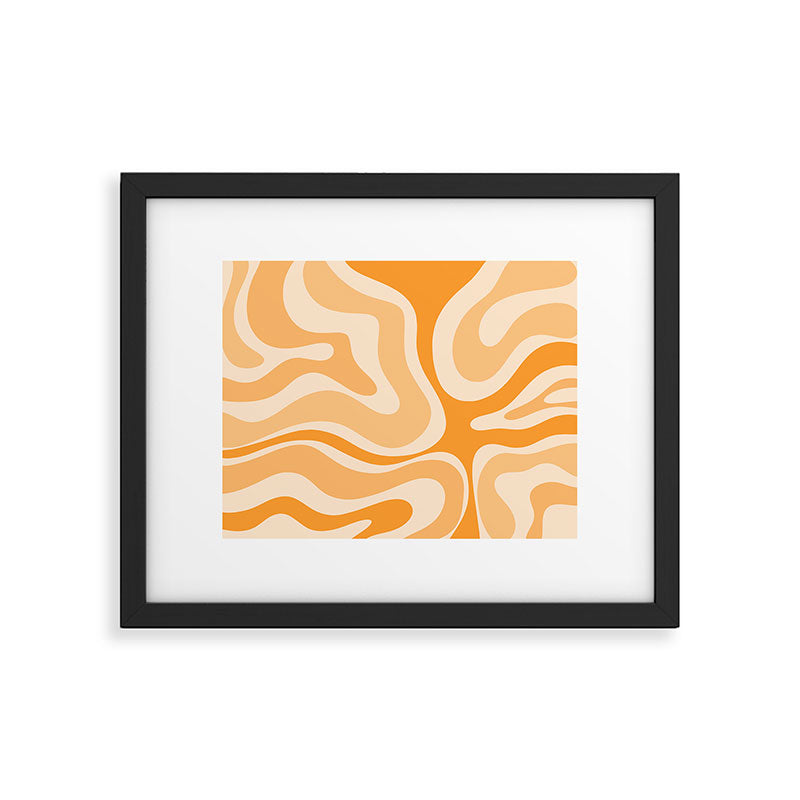 Modern Retro Liquid Swirl Abstract in Light Pumpkin Orange Framed Art Print Gallery Image 5
