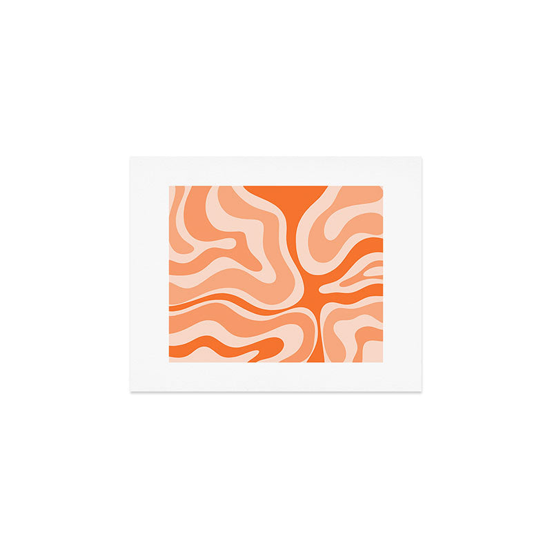Modern Retro Liquid Swirl Abstract in Tangerine Orange Art Print Gallery Image 1