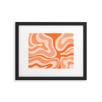 Modern Retro Liquid Swirl Abstract in Tangerine Orange Framed Art Print Gallery Image 5