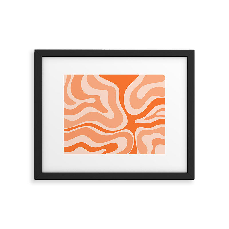 Modern Retro Liquid Swirl Abstract in Tangerine Orange Framed Art Print Gallery Image 5