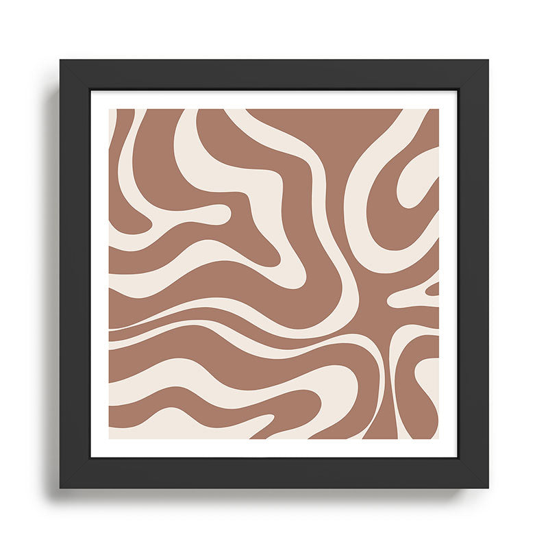 Modern Retro Liquid Swirl Abstract Inspired by PANTONE 17 1230 Color of the Year Mocha Mousse Framed Art Print Gallery Image 1