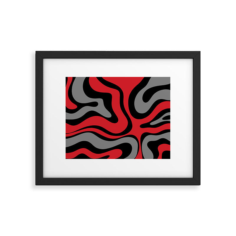 Modern Retro Liquid Swirl Abstract Pattern Black Red Gray Framed Art Print Gallery Image 5