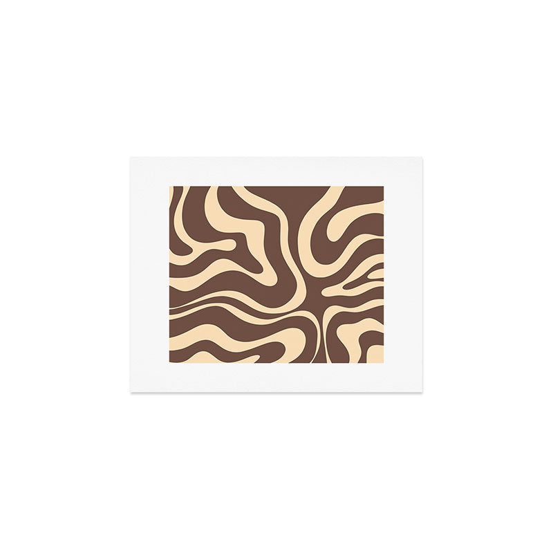 Modern Retro Liquid Swirl Abstract Pattern in Brown Art Print Gallery Image 1