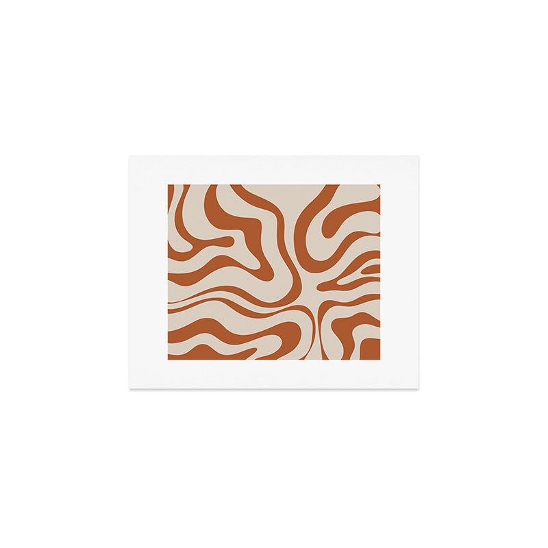 Modern Retro Liquid Swirl Abstract Pattern in Clay and Putty Art Print Gallery Image 1