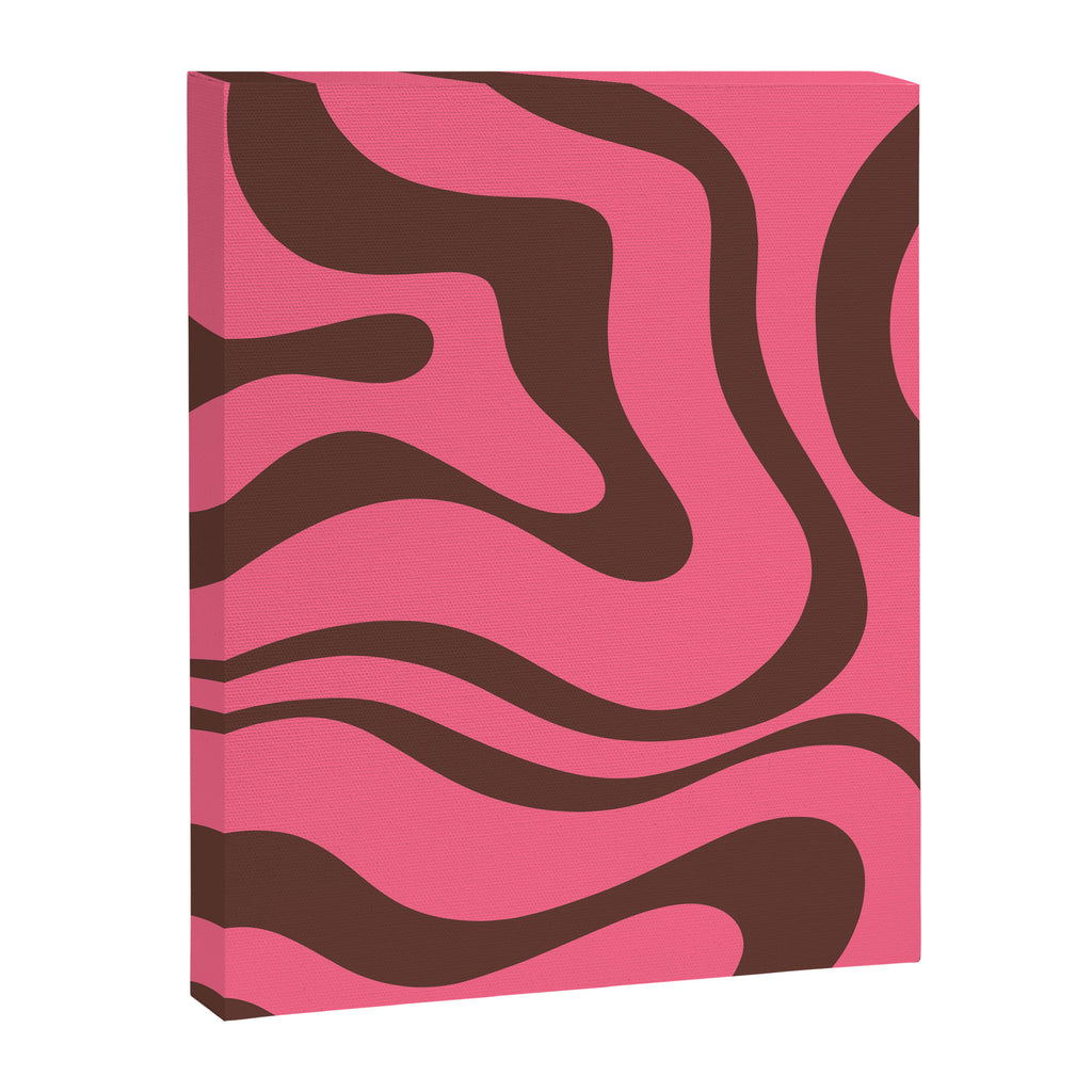 Modern Retro Liquid Swirl Abstract Pattern in Eclectic Pink and Brown Canvas Print Gallery Image 8
