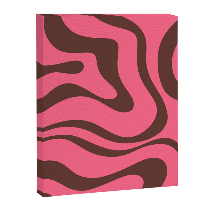 Modern Retro Liquid Swirl Abstract Pattern in Eclectic Pink and Brown Canvas Print Gallery Image 1