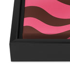 Modern Retro Liquid Swirl Abstract Pattern in Eclectic Pink and Brown Framed Canvas Print Gallery Image 3