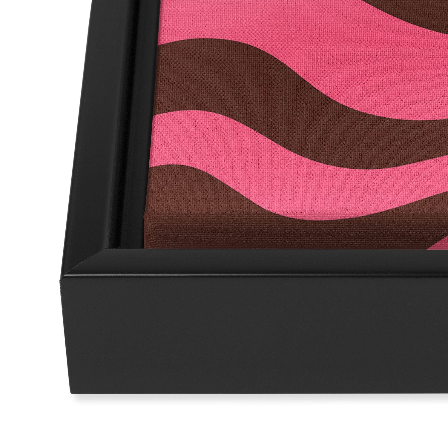 Modern Retro Liquid Swirl Abstract Pattern in Eclectic Pink and Brown Framed Canvas Print Gallery Image 3