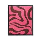 Modern Retro Liquid Swirl Abstract Pattern in Eclectic Pink and Brown Framed Canvas Print Gallery Image 8