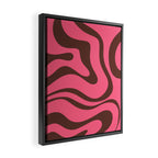 Modern Retro Liquid Swirl Abstract Pattern in Eclectic Pink and Brown Framed Canvas Print Gallery Image 2