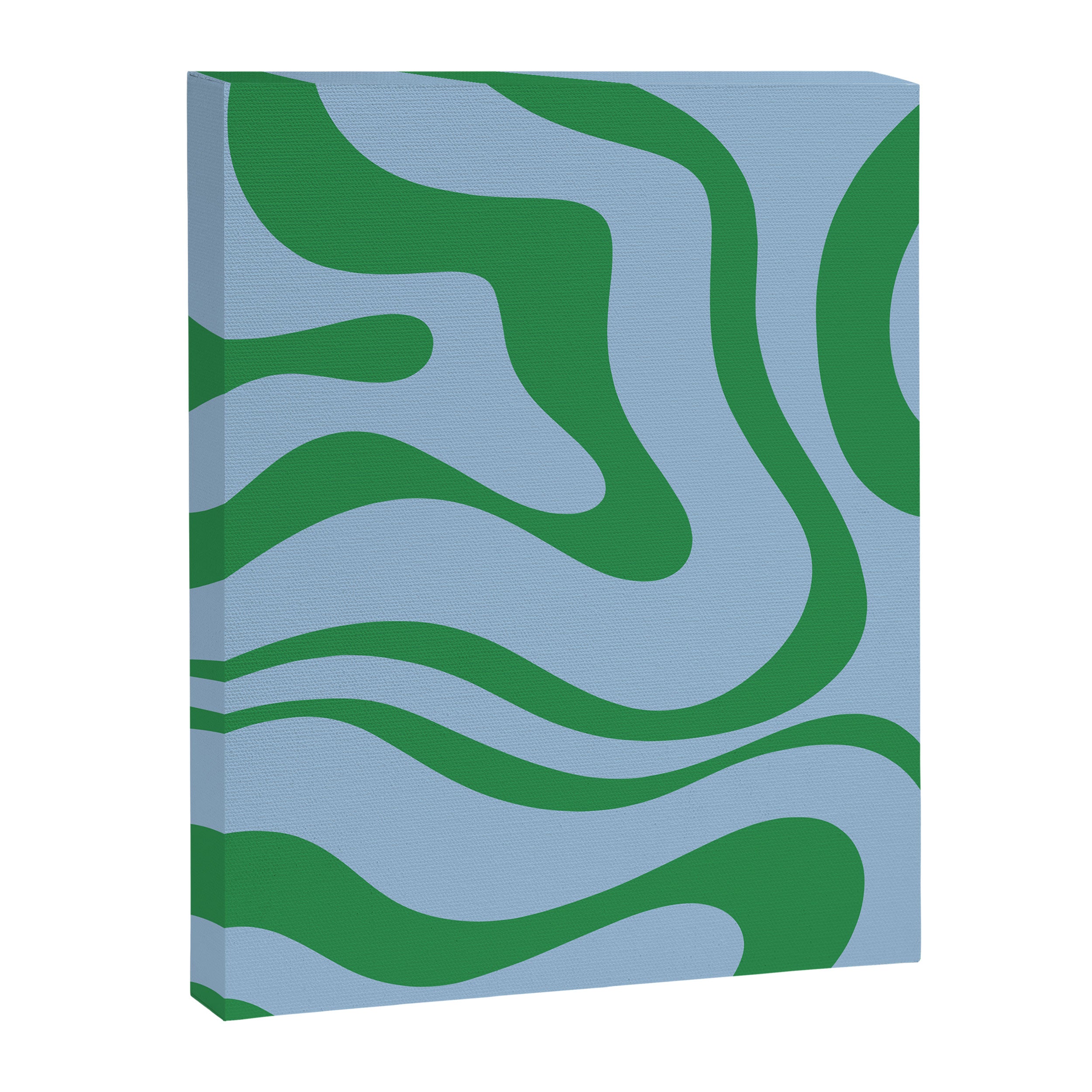 Modern Retro Liquid Swirl Abstract Pattern in Green and Light Blue Canvas Print Gallery Image 8