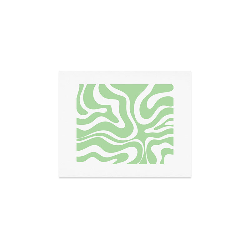 Modern Retro Liquid Swirl Abstract Pattern in Light Matcha Tea Green and White Art Print Gallery Image 1