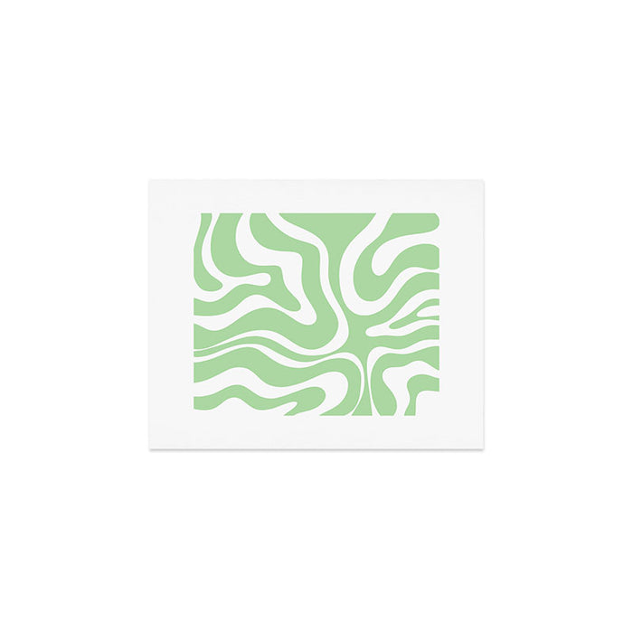 Modern Retro Liquid Swirl Abstract Pattern in Light Matcha Tea Green and White Art Print Gallery Image 1