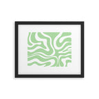Modern Retro Liquid Swirl Abstract Pattern in Light Matcha Tea Green and White Framed Art Print Gallery Image 5