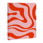 Modern Retro Liquid Swirl Abstract Pattern in Light Pink and Red Orange Canvas Print Gallery Image 8