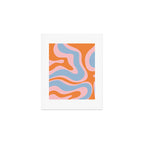 Modern Retro Liquid Swirl Abstract Pattern in Pastel Pink, Light Blue, and Orange Art Print Gallery Image 1