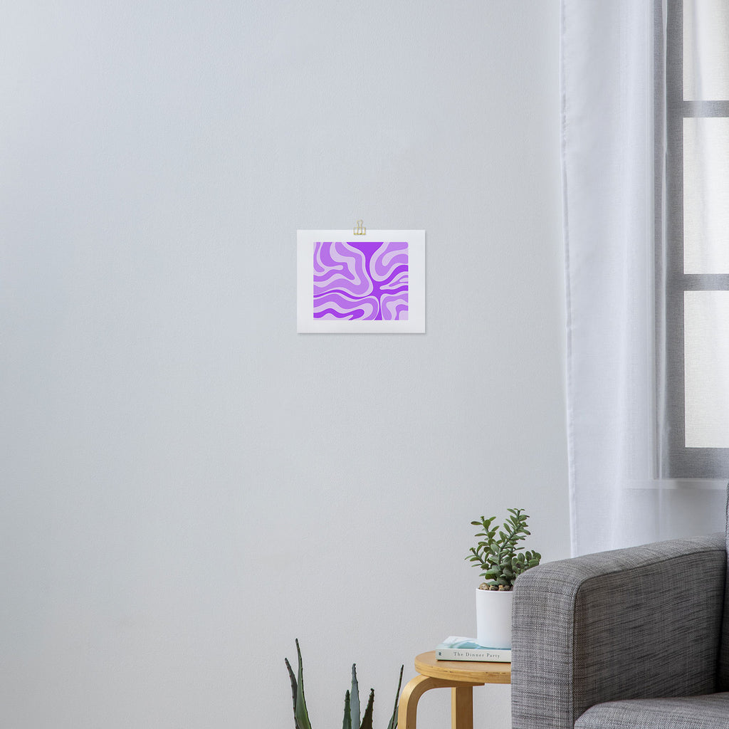 Modern Retro Liquid Swirl Abstract Pattern in Purple Art Print Gallery Image 3