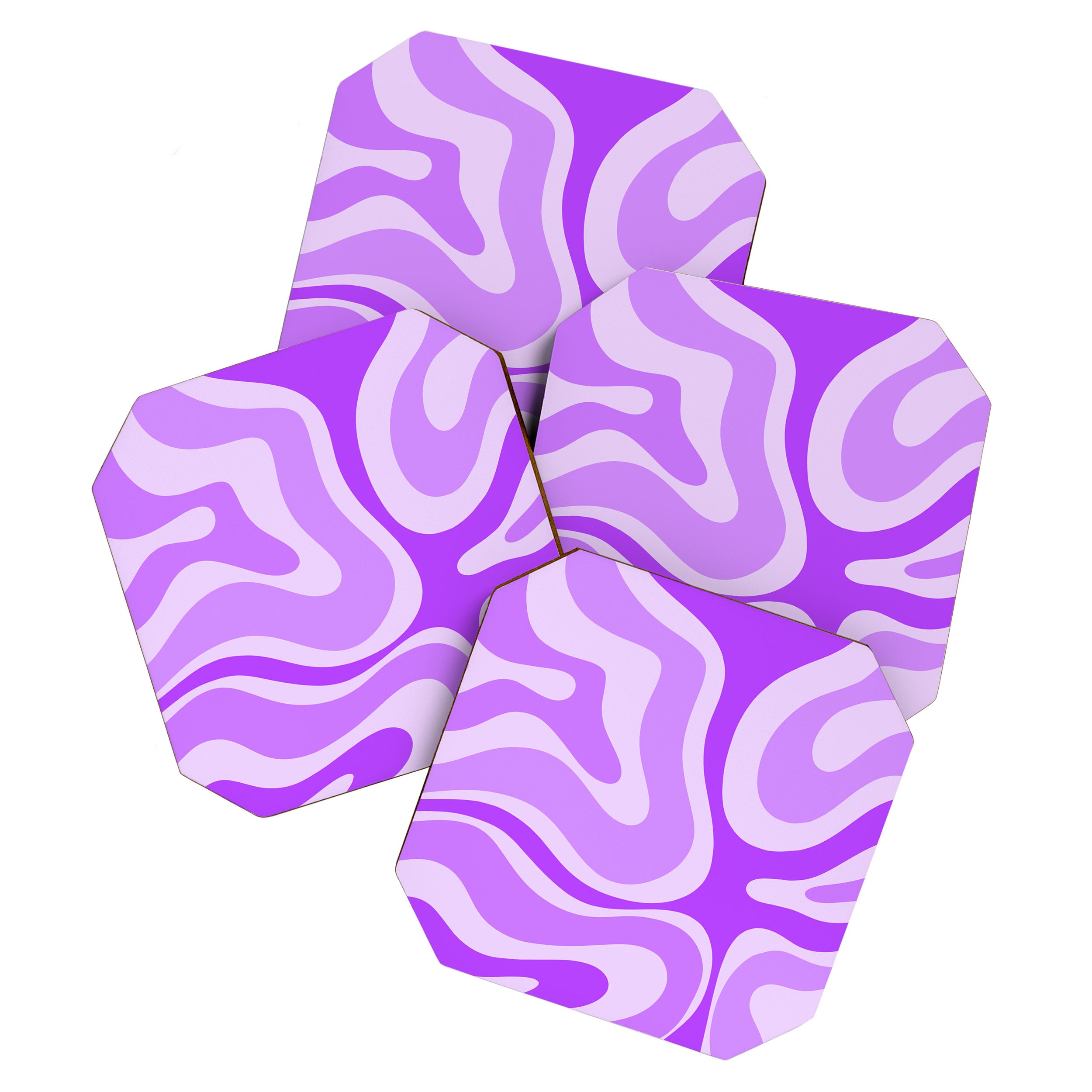 Modern Retro Liquid Swirl Abstract Pattern in Purple Coaster Gallery Image 1