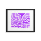 Modern Retro Liquid Swirl Abstract Pattern in Purple Framed Art Print Gallery Image 5