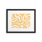 Modern Retro Liquid Swirl Abstract Pattern in Soft Mustard Yellow and White Framed Art Print Gallery Image 5