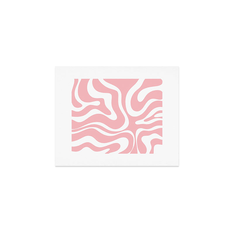 Modern Retro Liquid Swirl Abstract Pattern in Soft Pink Blush and White Art Print Gallery Image 1
