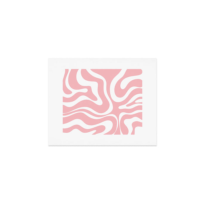 Modern Retro Liquid Swirl Abstract Pattern in Soft Pink Blush and White Art Print Gallery Image 1