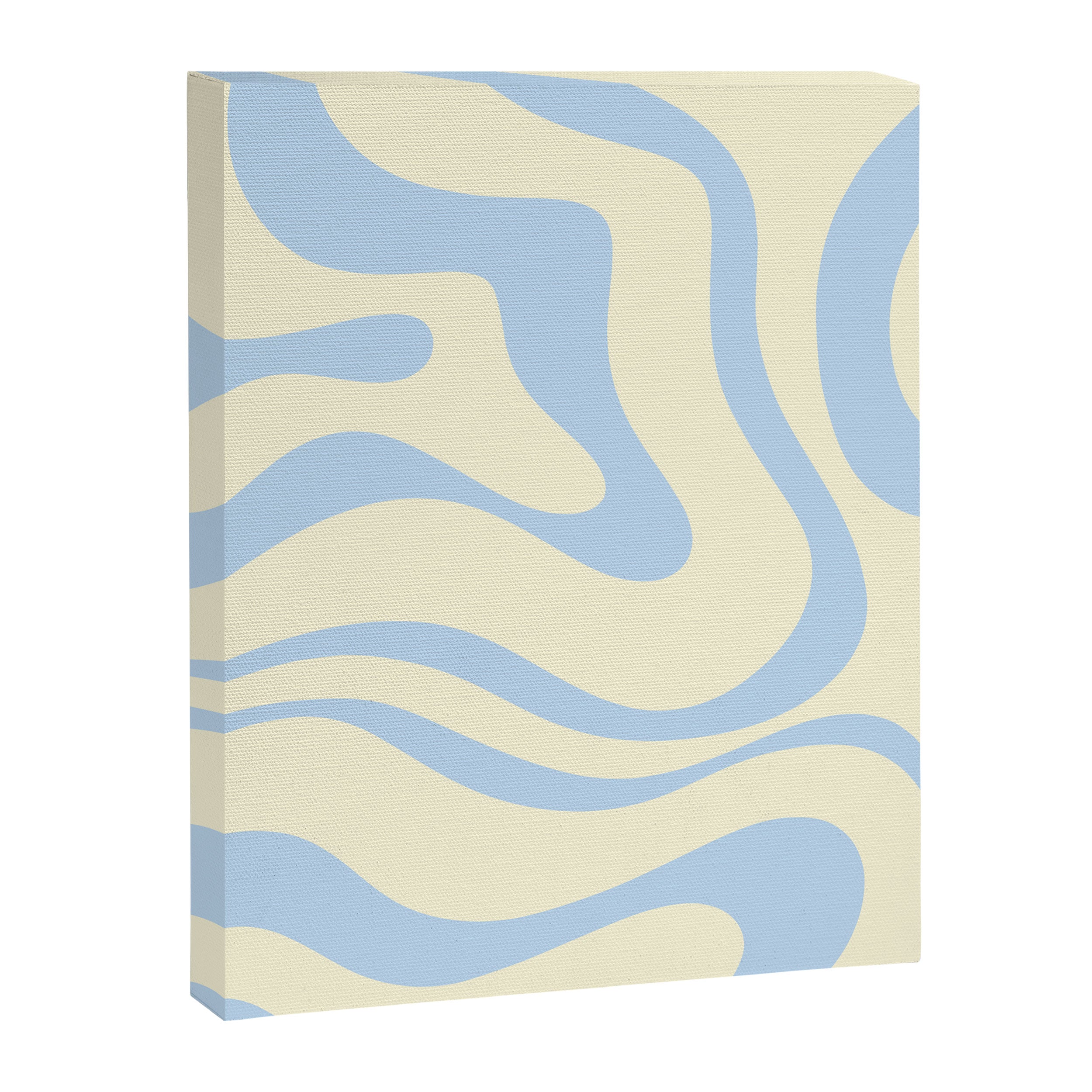 Modern Retro Liquid Swirl Abstract Pattern Light Baby Blue and Cream  Canvas Print Gallery Image 8