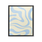 Modern Retro Liquid Swirl Abstract Pattern Light Baby Blue and Cream  Framed Canvas Print Gallery Image 8