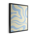 Modern Retro Liquid Swirl Abstract Pattern Light Baby Blue and Cream  Framed Canvas Print Gallery Image 2