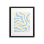 Modern Retro Liquid Swirl Abstract Pattern Light Baby Blue and Cream  Framed Art Print Gallery Image 6