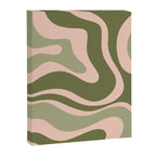 Modern Retro Liquid Swirl Abstract Pattern Sage Olive Green and Pale Blush Pink Canvas Print Gallery Image 8
