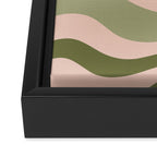 Modern Retro Liquid Swirl Abstract Pattern Sage Olive Green and Pale Blush Pink Framed Canvas Print Gallery Image 3