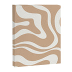 Modern Retro Liquid Swirl Abstract Pattern Square in Coffee Creme and Nearly White Cream Canvas Print Gallery Image 8
