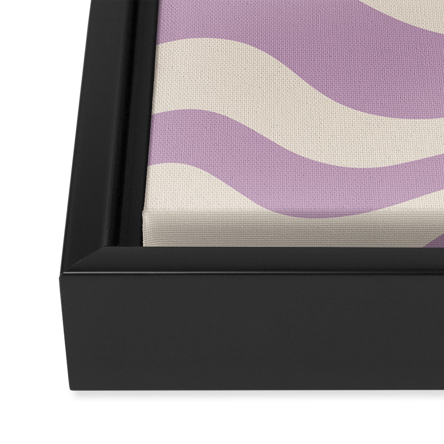 Modern Retro Liquid Swirl Abstract Pattern Square in Lavender Cream Framed Canvas Print Gallery Image 3