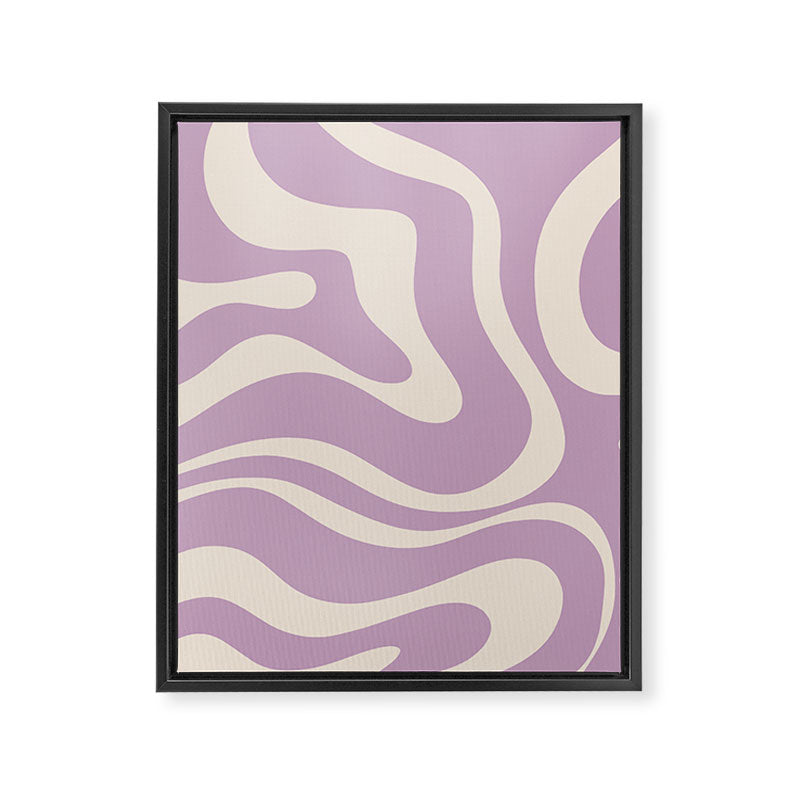 Modern Retro Liquid Swirl Abstract Pattern Square in Lavender Cream Framed Canvas Print Gallery Image 8