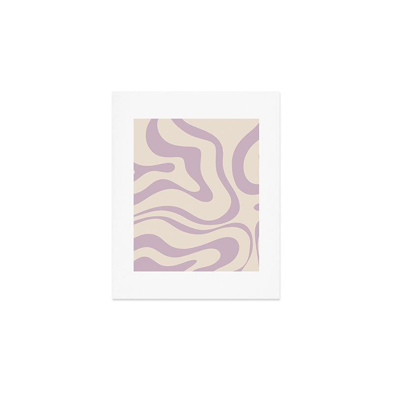 Modern Retro Liquid Swirl Abstract Pattern Square in Light Lavender Cream  Art Print Gallery Image 1
