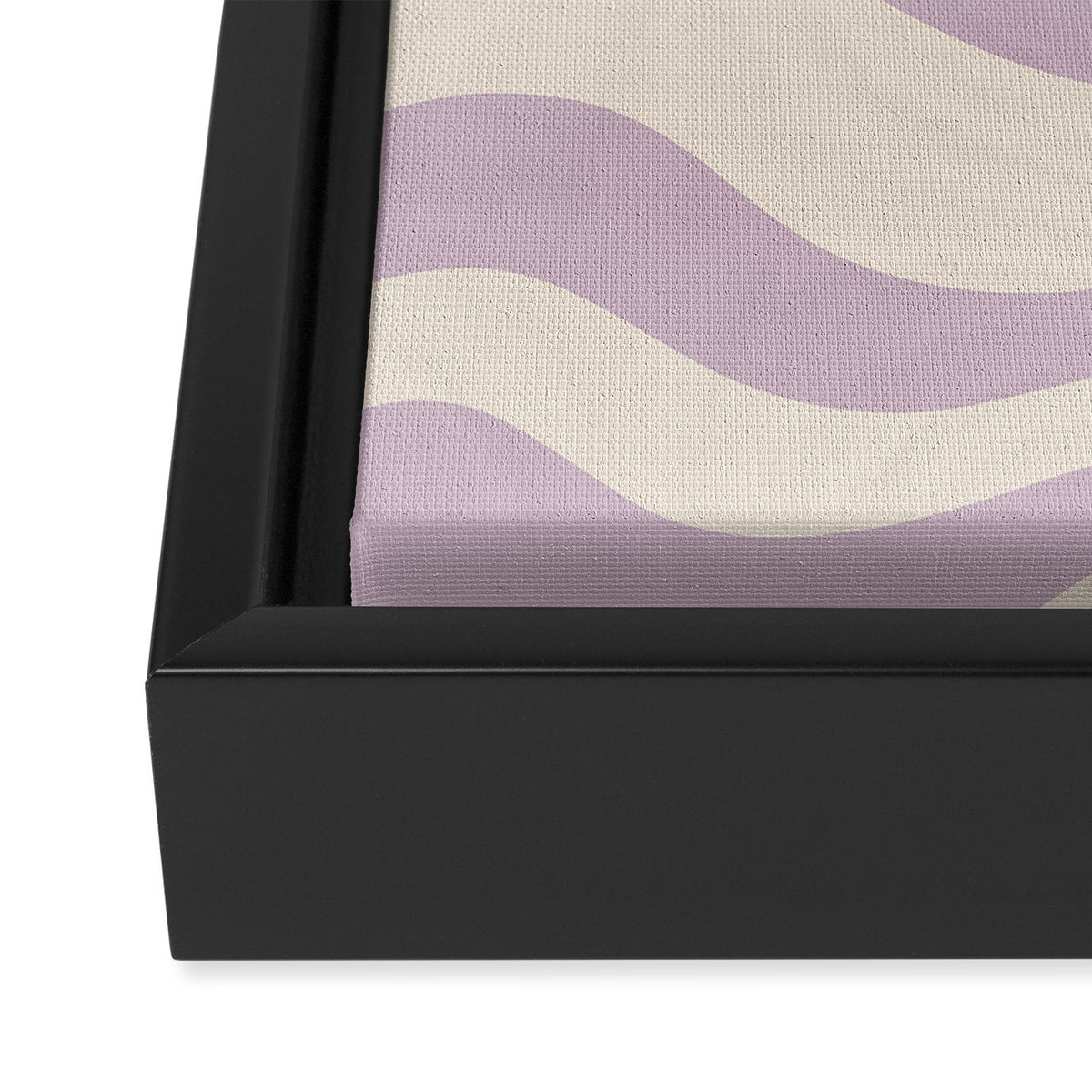 Modern Retro Liquid Swirl Abstract Pattern Square in Light Lavender Cream  Framed Canvas Print Gallery Image 3
