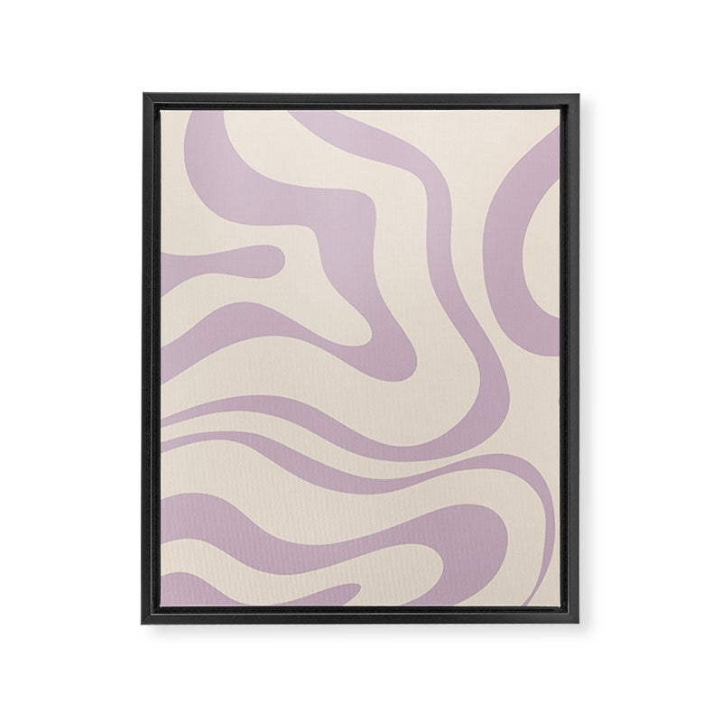 Modern Retro Liquid Swirl Abstract Pattern Square in Light Lavender Cream  Framed Canvas Print Gallery Image 8