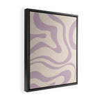Modern Retro Liquid Swirl Abstract Pattern Square in Light Lavender Cream  Framed Canvas Print Gallery Image 2