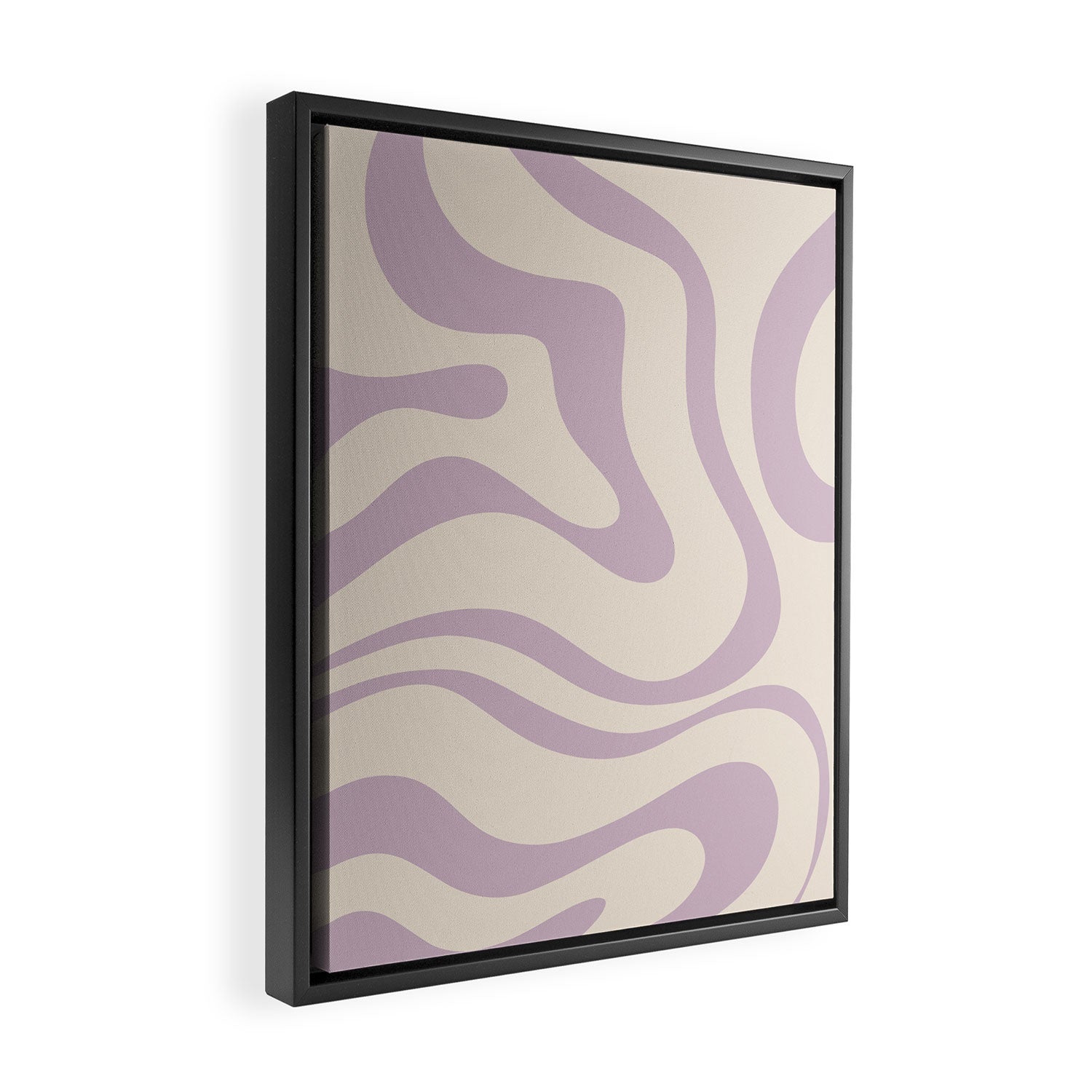 Modern Retro Liquid Swirl Abstract Pattern Square in Light Lavender Cream  Framed Canvas Print Gallery Image 2