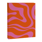 Modern Retro Liquid Swirl Abstract Pattern Square in Red Orange and Hot Pink Canvas Print Gallery Image 8