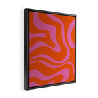 Modern Retro Liquid Swirl Abstract Pattern Square in Red Orange and Hot Pink Framed Canvas Print Gallery Image 2
