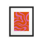 Modern Retro Liquid Swirl Abstract Pattern Square in Red Orange and Hot Pink Framed Art Print Gallery Image 6