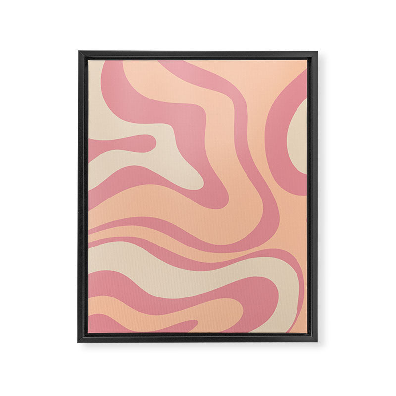 Modern Retro Liquid Swirl Abstract Pattern Square in Rose Pink and Salmon Framed Canvas Print Gallery Image 8