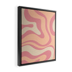 Modern Retro Liquid Swirl Abstract Pattern Square in Rose Pink and Salmon Framed Canvas Print Gallery Image 2