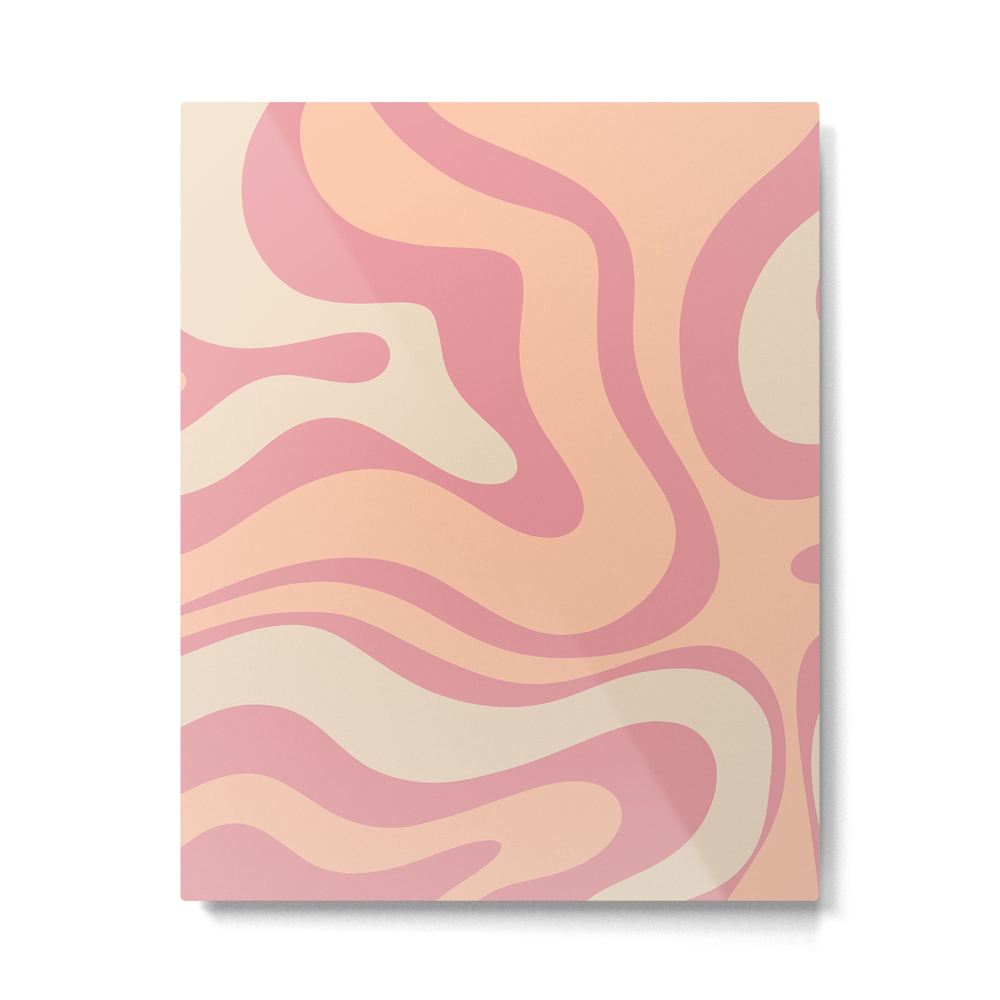 Modern Retro Liquid Swirl Abstract Pattern Square in Rose Pink and Salmon Metal Print Gallery Image 6